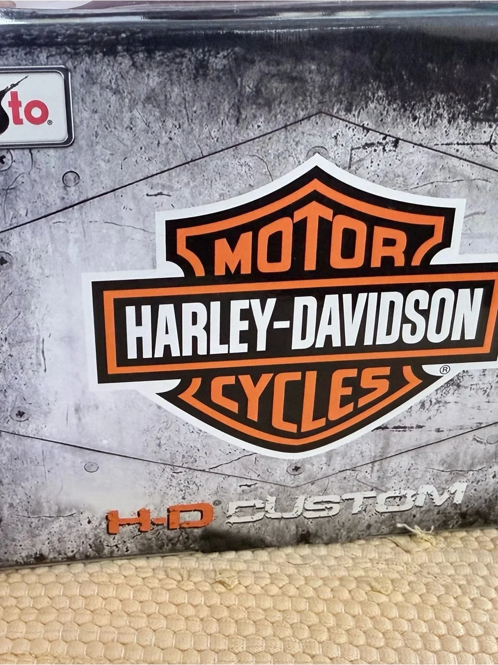 Harley-Davidson Blue and Orange Die-Cast Motorcycle Toy